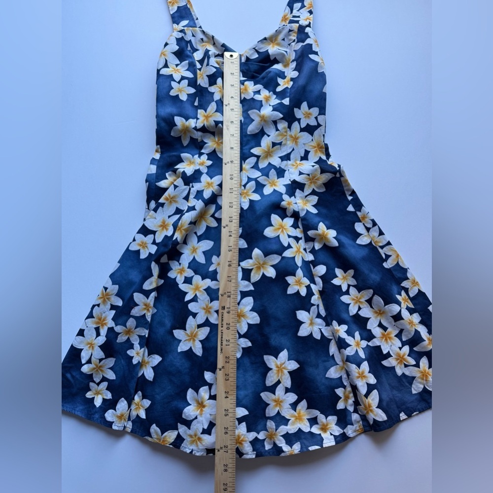 ROYAL CREATIONS Floral Blue Dress 👗 💙 🌸 🏝️ 🌊 100% COTTON ✅ - Picture 4 of 16